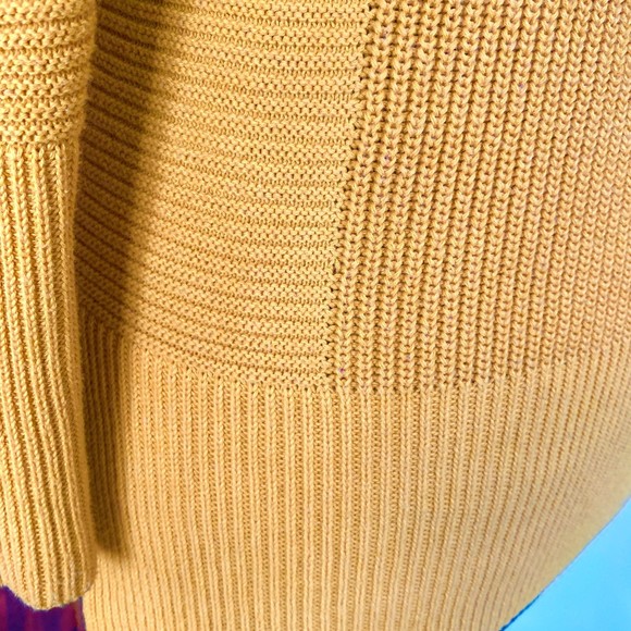 Rachel Zoe Rib Knit Sweater - High Low V-Neck - Mustard Yellow - Sz L - Picture 6 of 10